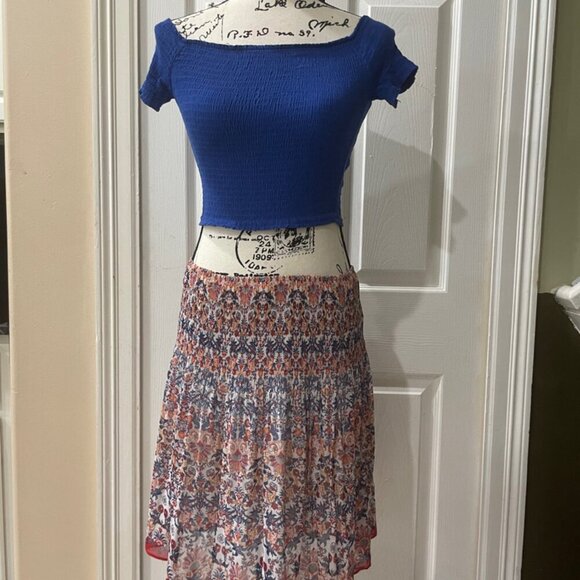 MAX STUDIO SKIRT RUFFLE ASYMMETRICAL BOHO SKIRT SIZE MEDIUM - Picture 6 of 16